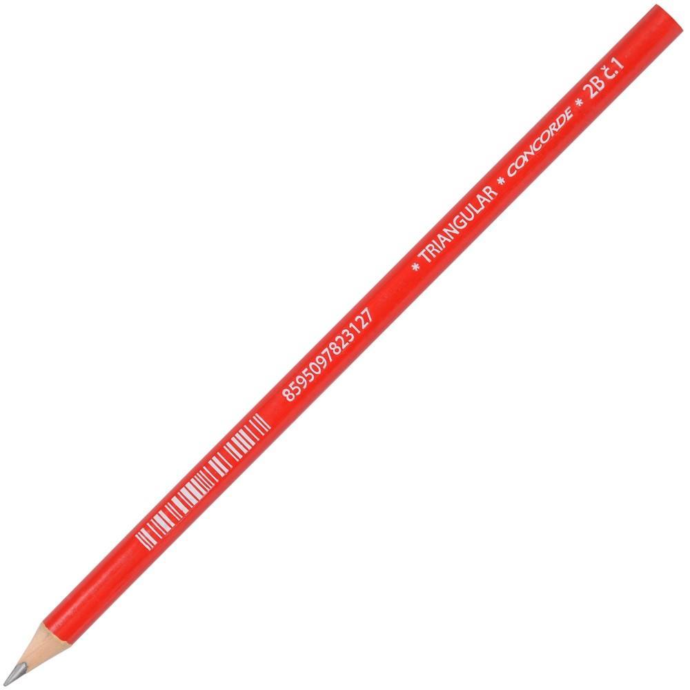 CONCORDE tužka grafitová trojhranná č. 1 (2B) červený lak