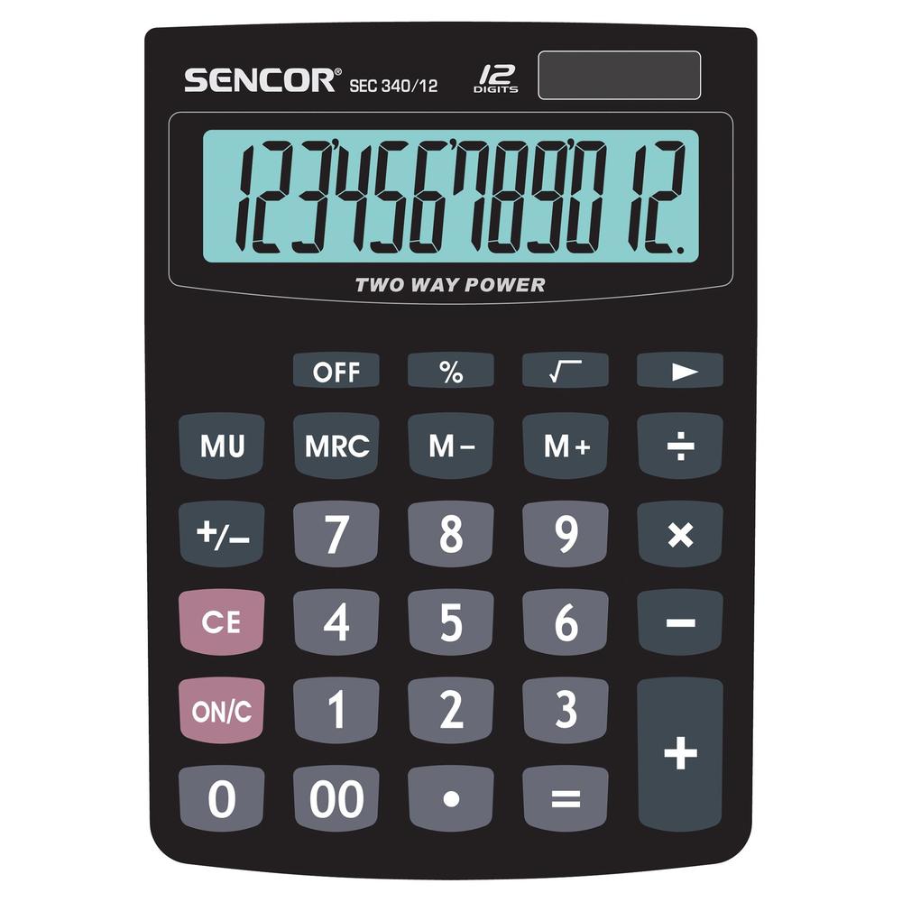 Sencor kalkulačka SEC 340/12 DUAL stolní / 12 míst černá