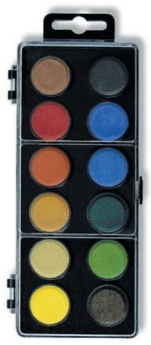 Koh-i-noor barvy vodové 12 odstínů - 30 mm, černý barevník, KIN