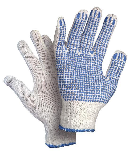 CXS rukavice FALO, úpletové, PVC terčíky, bílo-modré vel. 8