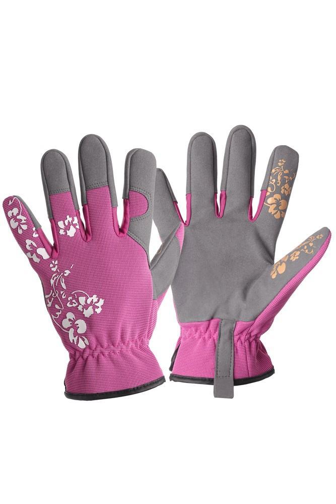 CXS rukavice PICEA, s kůží ve dlani, dámské, růžové s tiskem vel. 7