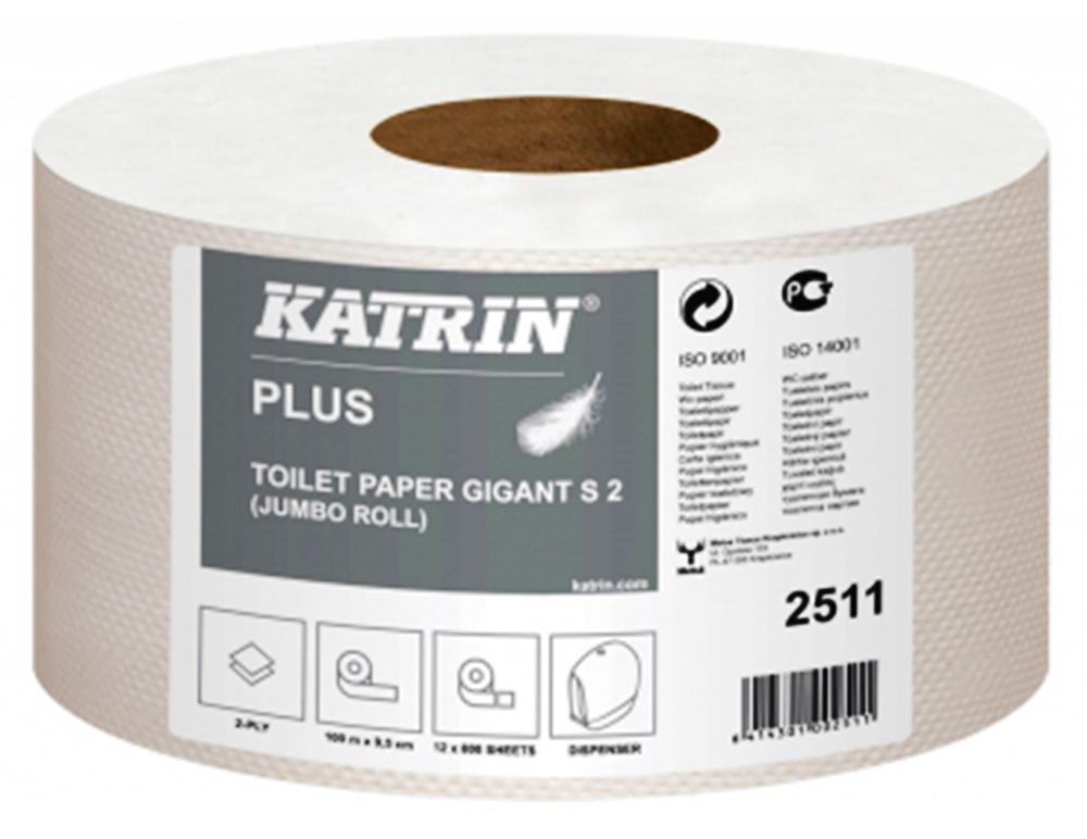 Katrin papír toaletní JUMBO Plus 180 mm, 2-vrstvý, bílý / 12 ks