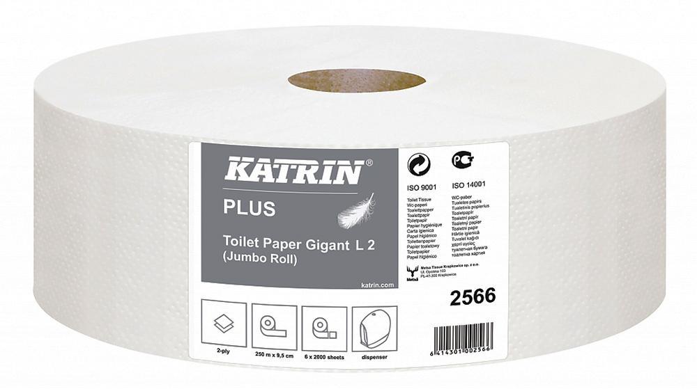 Katrin papír toaletní JUMBO Plus 280 mm, 2-vrstvý, bílý / 6 ks