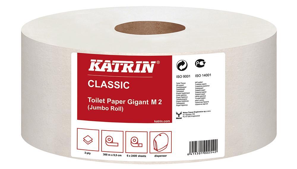 Katrin papír toaletní JUMBO Classic 220 mm, 2-vrstvý, bílý / 6 ks