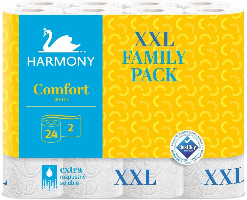 Harmony papír toaletní Comfort Family XXL , 2-vrstvý bílý / 24 ks