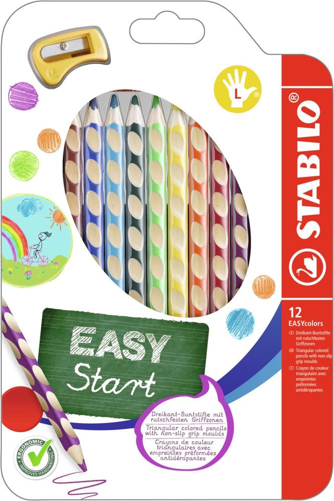 STABILO pastelky EASYcolors trojhranné pro leváky 12 ks + ořezávátko