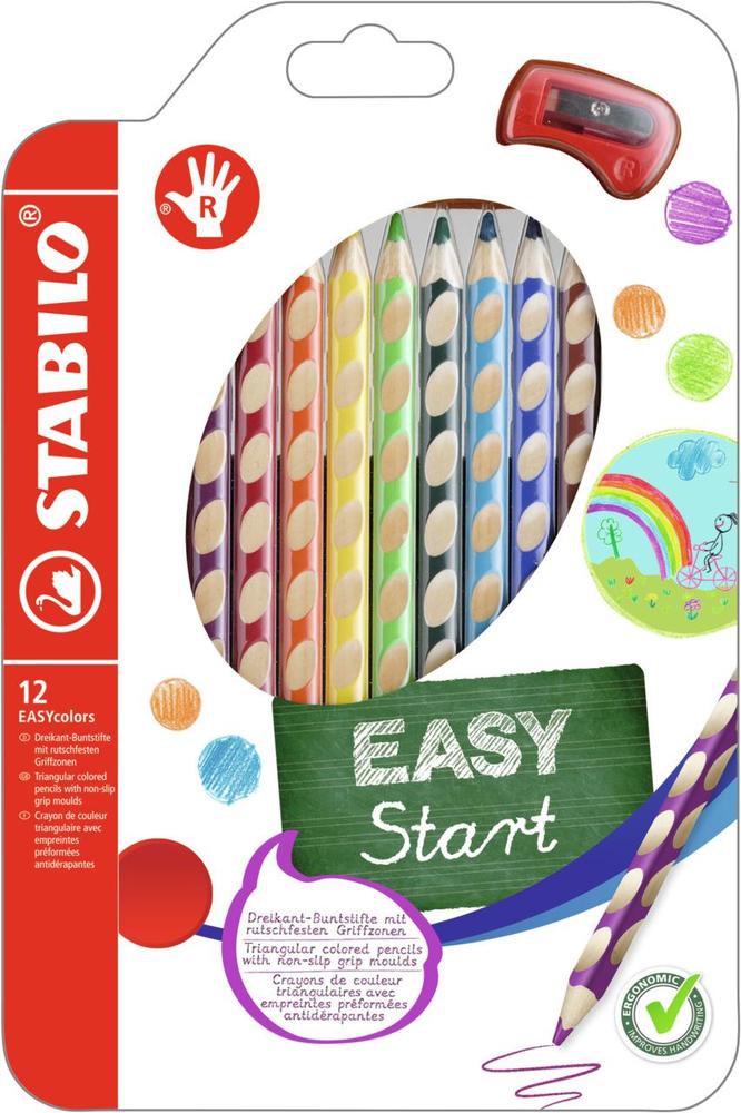 Stabilo pastelky EASYcolors trojhranné pro praváky 12 ks + ořezávátko