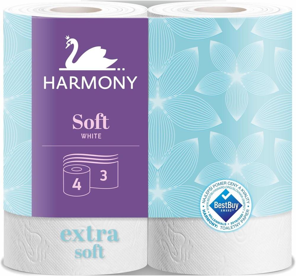 Harmony papír toaletní Soft 160 útržků 3 vrstvý recykl bílý / 4 ks