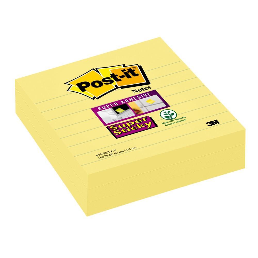 Post-it blok samolepicí 101 x 101 mm linkovaný, žlutý, 3 ks