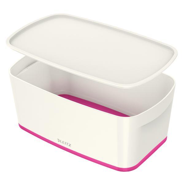 Leitz box úložný s víkem MyBox S bílý/růžový