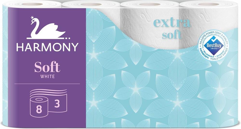 Harmony papír toaletní Soft 160 útržků 3-vrstvý recykl bílý / 8 ks