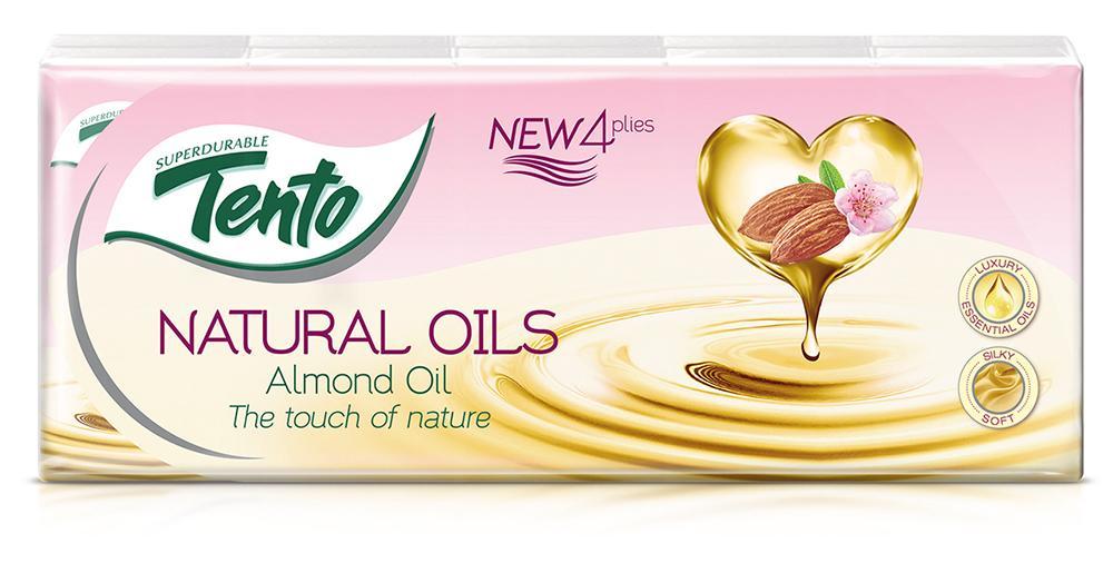 Kapesníčky papírové 4-vrstv. TENTO Almond oil 4-vrstvé, Almond oil
