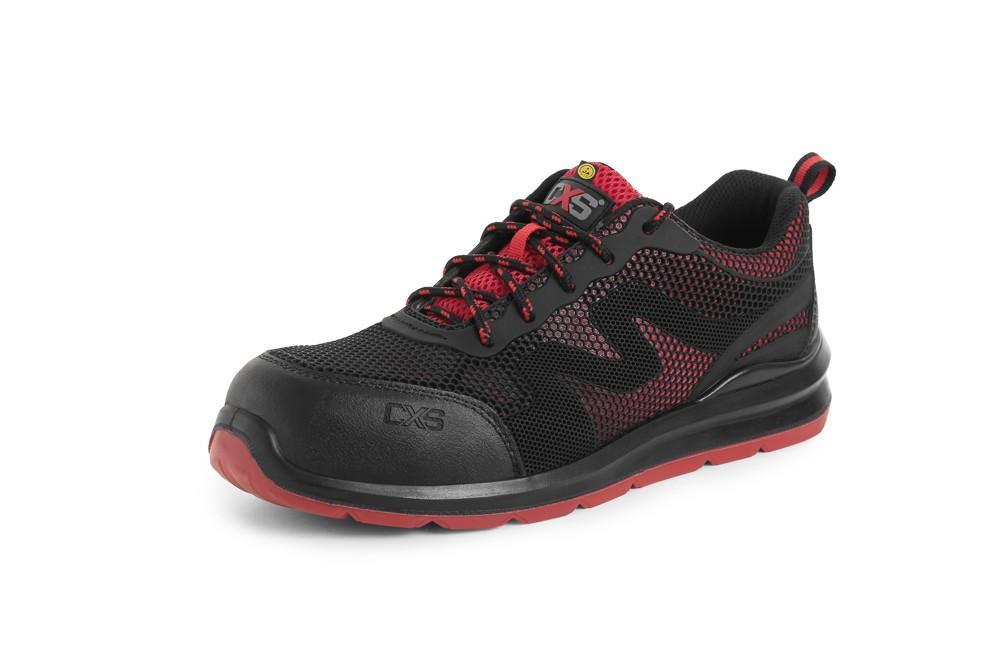 CXS obuv polobotka ISLAND PAROS S1P, textilní, ESD, s plast.špicí, černo-červená vel. 40