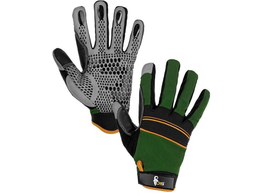 CXS rukavice CARAZ, kombinované, zeleno-černé vel. 10