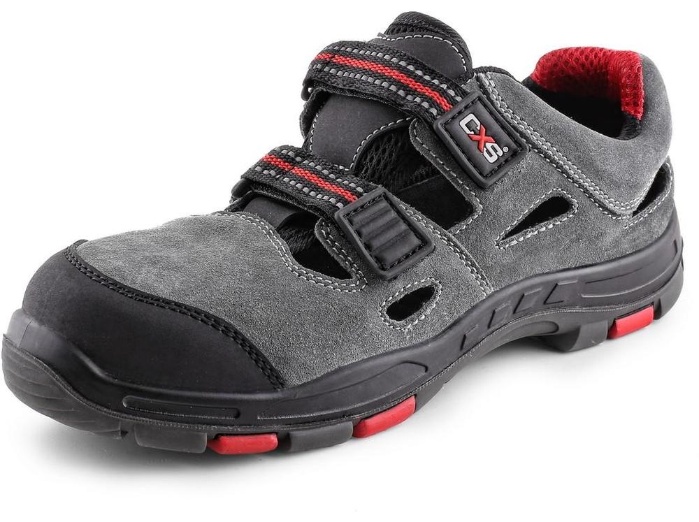 Obuv sandál ROCK PHYLLITE S1P, kožený, s plast.špicí, černo-červený 