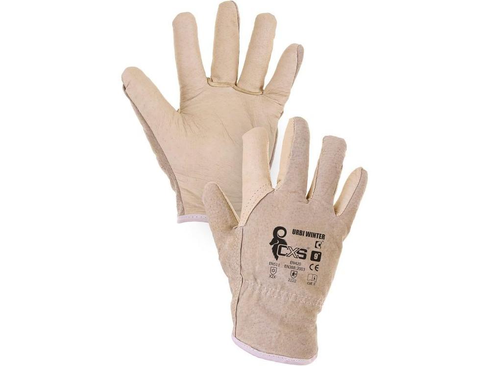CXS rukavice URBI WINTER, kožené, zimní, béžové 