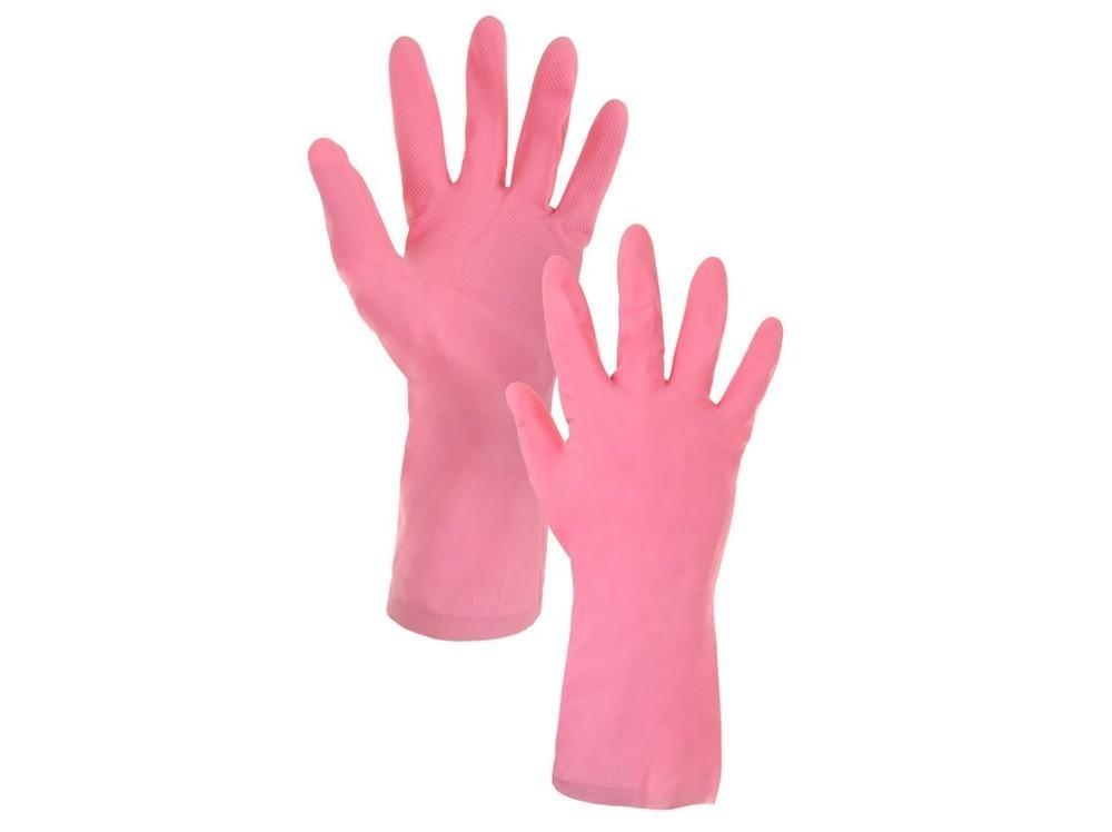 CXS rukavice VITAL ECO 115, latex, kyselinovzdorné, růžové 