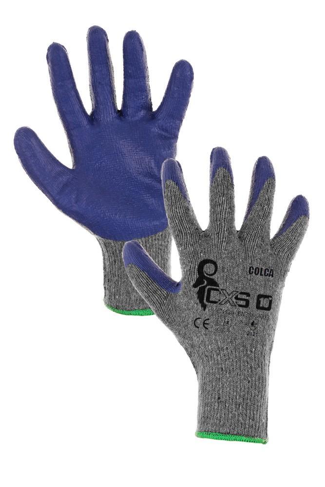 CXS rukavice COLCA, máčené v latexu, šedo-modré 