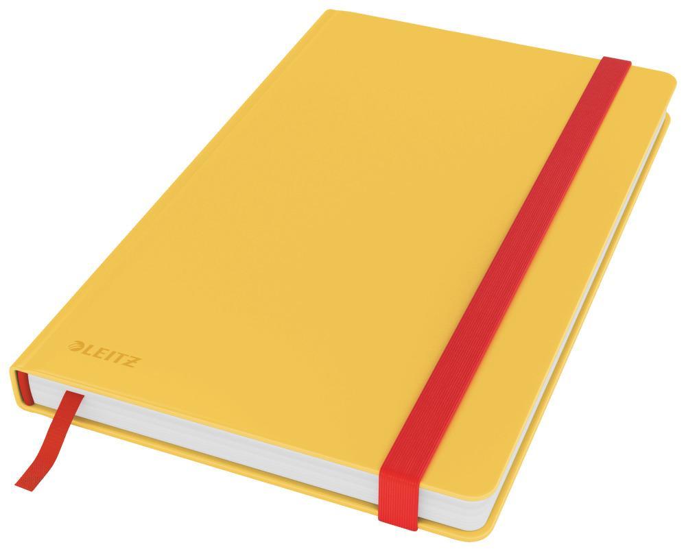 Leitz zápisník Cosy A5 s tvrdými hebkými deskami, linkovaný teplá žlutá