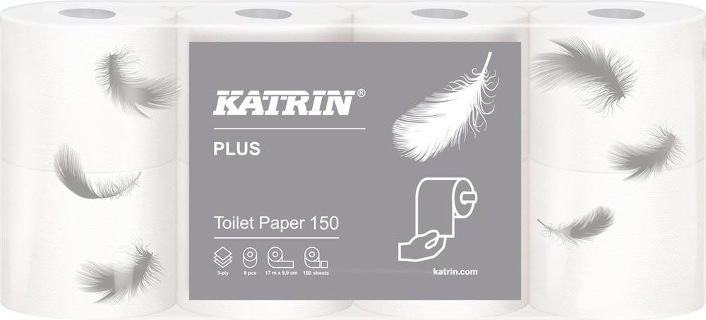 Katrin papír toaletní Plus 150 útržků, 3-vrstvý bílý / 8 ks