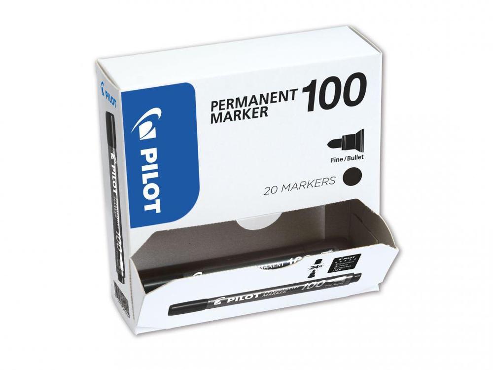 Pilot popisovač Marker 100 Permanent box 20 ks černý