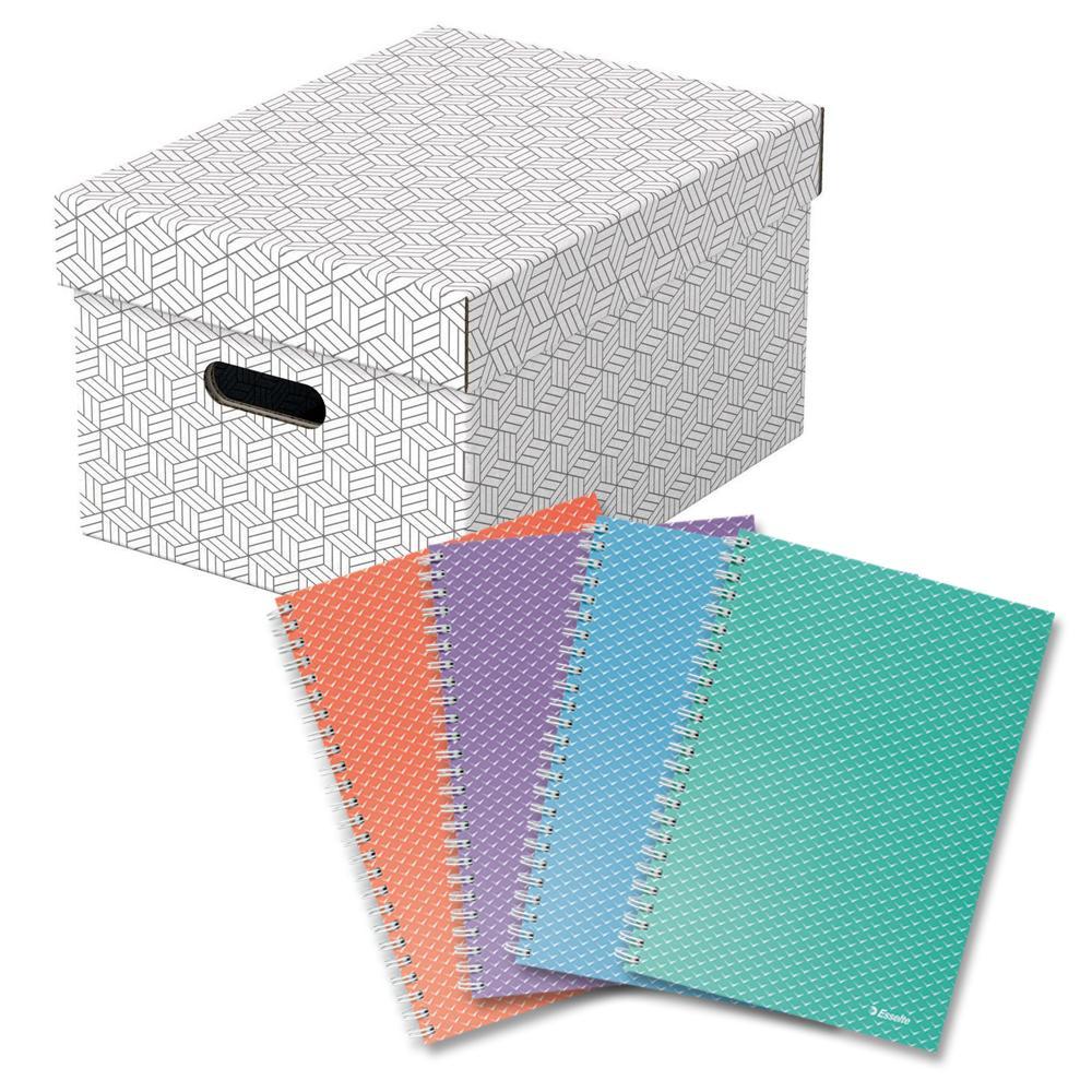 Esselte box úložný Home střední, bílý, 2 x sada 3 ks + blok Colour Breeze