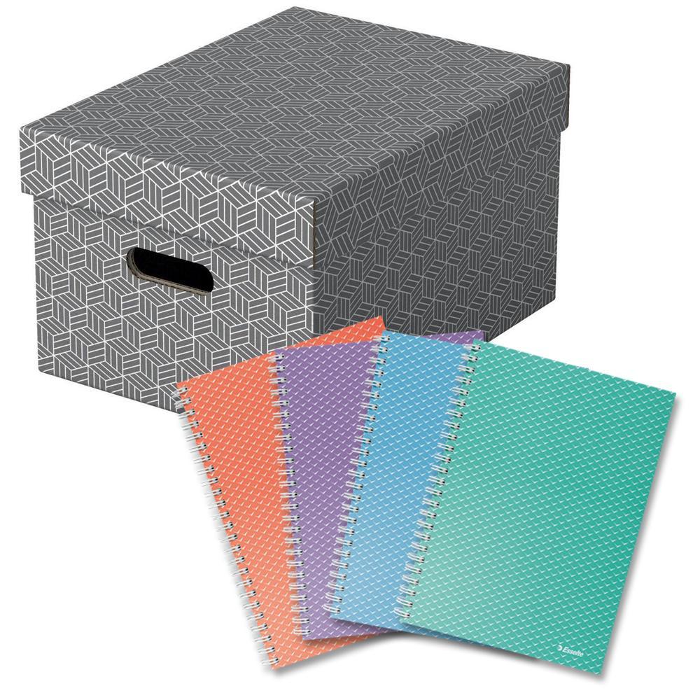 Esselte box úložný Home střední, šedý, 2 x sada 3 ks + blok Colour Breeze