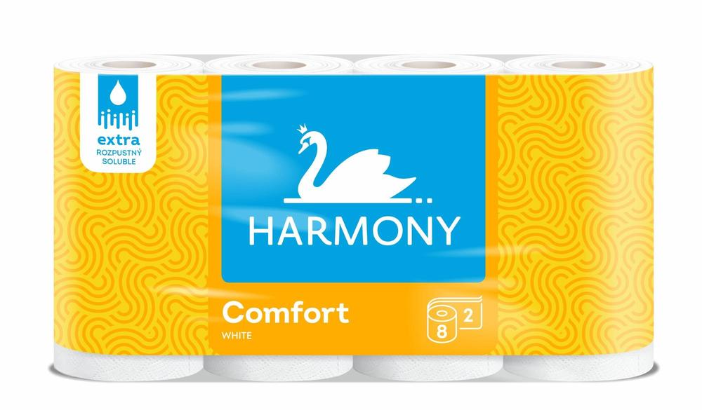 Harmony papír toaletní Comfort 2-vrstvý bílý recykl 19m / 8ks