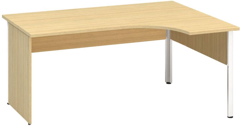 Kancelářský psací stůl ALFA 100 ergo, pravý, 1600 mm, dub vicenza