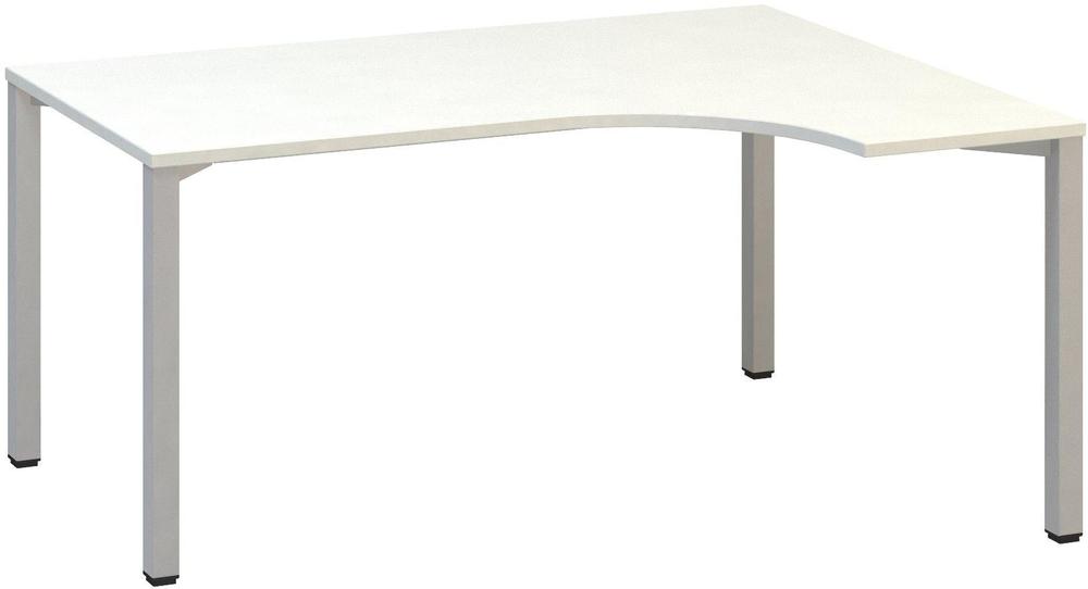 Kancelářský psací stůl ALFA 200 ergo, pravý, 1600 mm, bílá / šedá