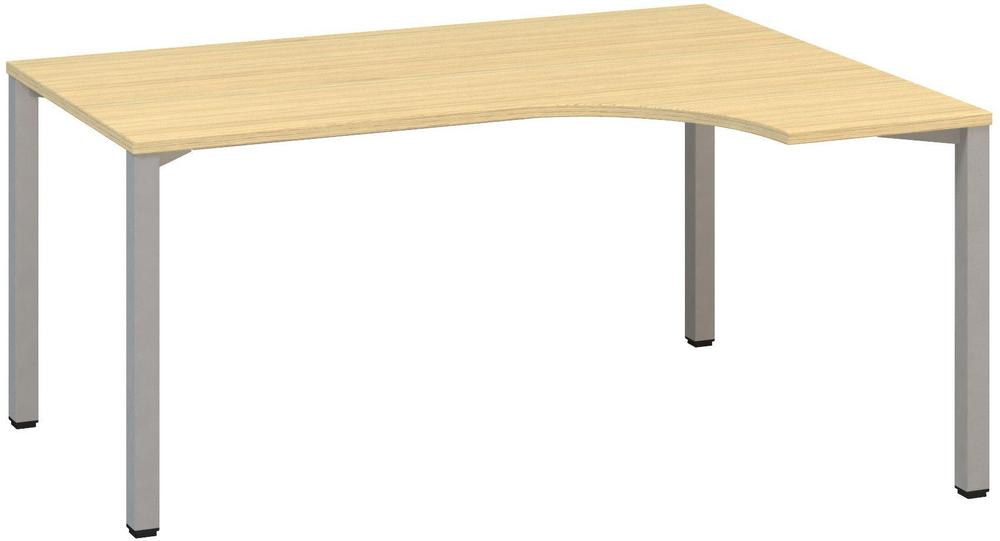 Kancelářský psací stůl ALFA 200 ergo, pravý, 1600 mm, dub vicenza / šedá