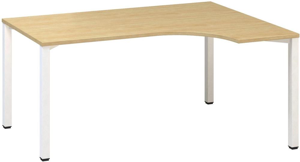 Kancelářský psací stůl ALFA 200 ergo, pravý, 1600 mm, divoká hruška / bílá