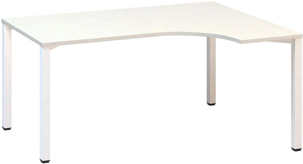 Kancelářský psací stůl ALFA 200 ergo, pravý, 1600 mm, bílá / bílá