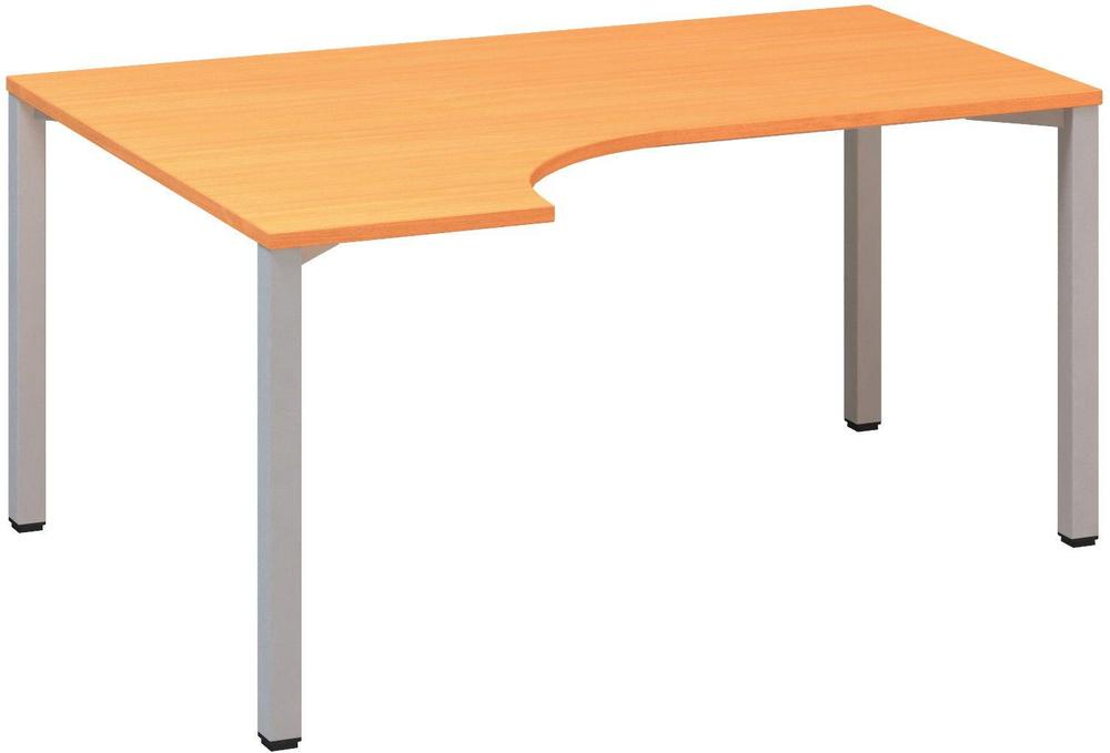 Kancelářský psací stůl ALFA 200 ergo, levý, 1600 mm, buk bavaria / šedá