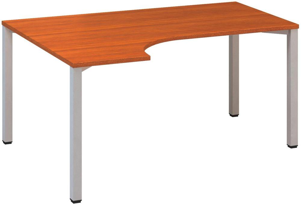 Kancelářský psací stůl ALFA 200 ergo, levý, 1600 mm, třešeň / šedá