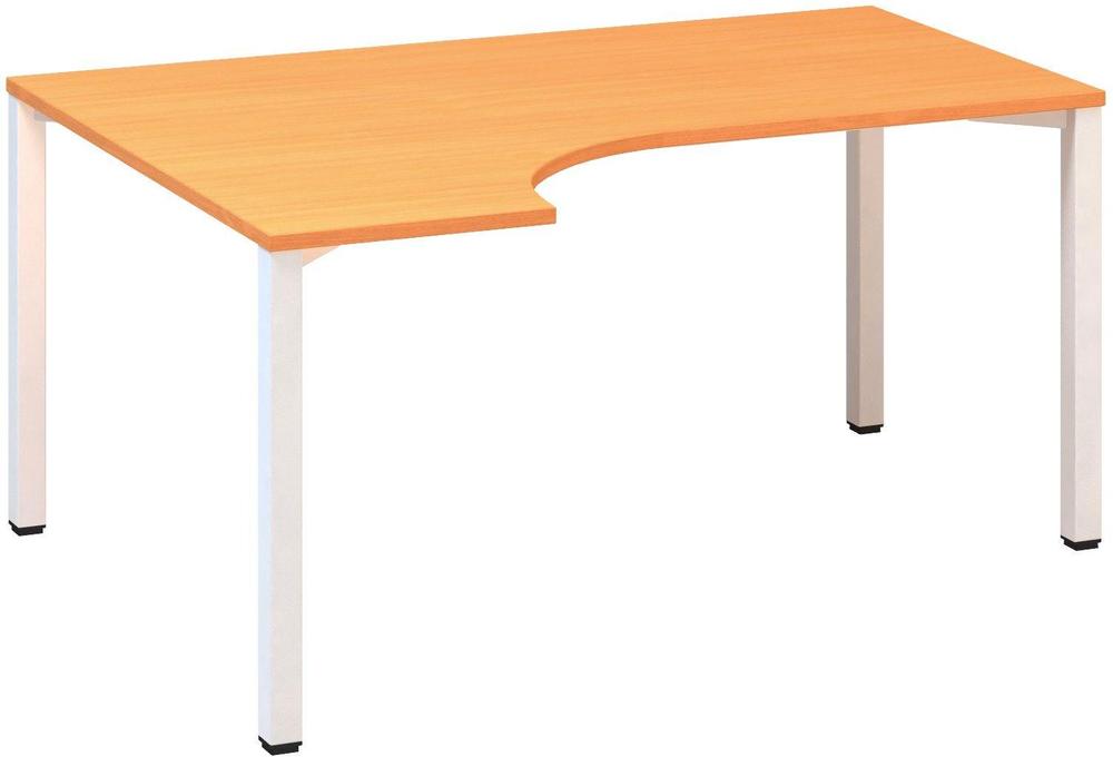 Kancelářský psací stůl ALFA 200 ergo, levý, 1600 mm, buk bavaria / bílá