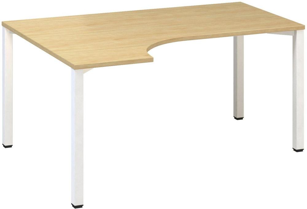 Kancelářský psací stůl ALFA 200 ergo, levý, 1600 mm, divoká hruška / bílá