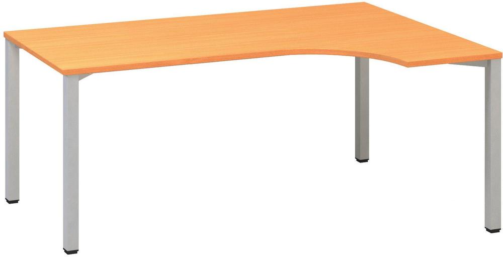 Kancelářský psací stůl ALFA 200 ergo, pravý, 1800 mm, buk bavaria / šedá