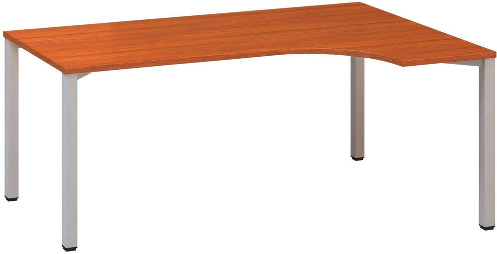Kancelářský psací stůl ALFA 200 ergo, pravý, 1800 mm, třešeň / šedá