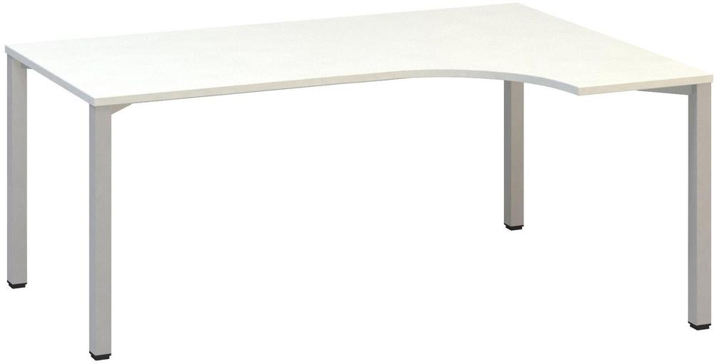 Kancelářský psací stůl ALFA 200 ergo, pravý, 1800 mm, bílá / šedá