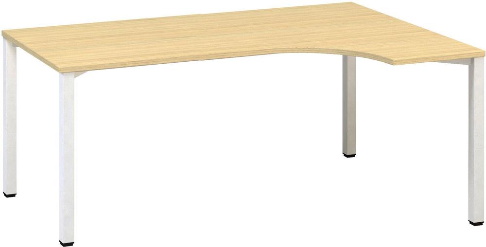 Kancelářský psací stůl ALFA 200 ergo, pravý, 1800 mm, dub vicenza / bílá