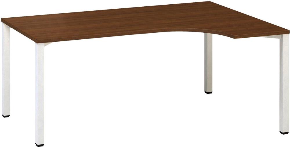 Kancelářský psací stůl ALFA 200 ergo, pravý, 1800 mm, ořech / bílá