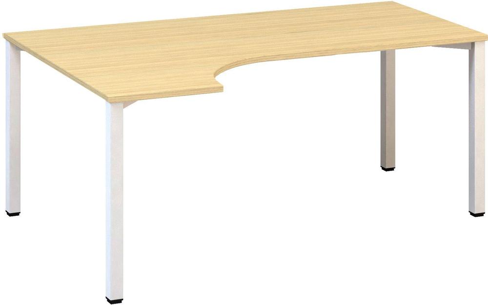 Kancelářský psací stůl ALFA 200 ergo, levý, 1800 mm, dub vicenza / bílá
