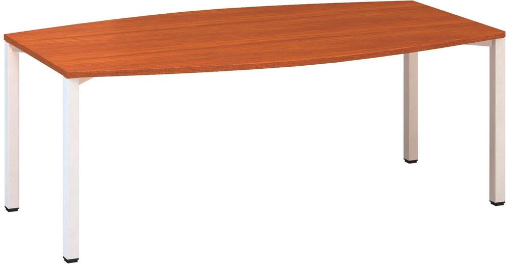Jednací stůl ALFA 420 konferenční, barel, 2000 mm, třešeň / bílá