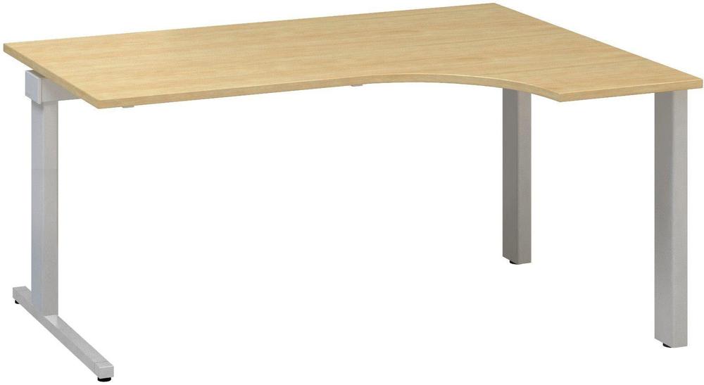 Kancelářský psací stůl ALFA 305 ergo, pravý, 1600 mm, divoká hruška / šedá