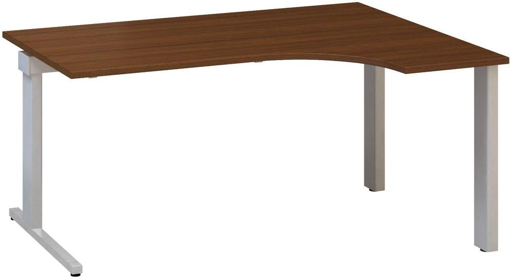 Kancelářský psací stůl ALFA 305 ergo, pravý, 1600 mm, ořech / šedá