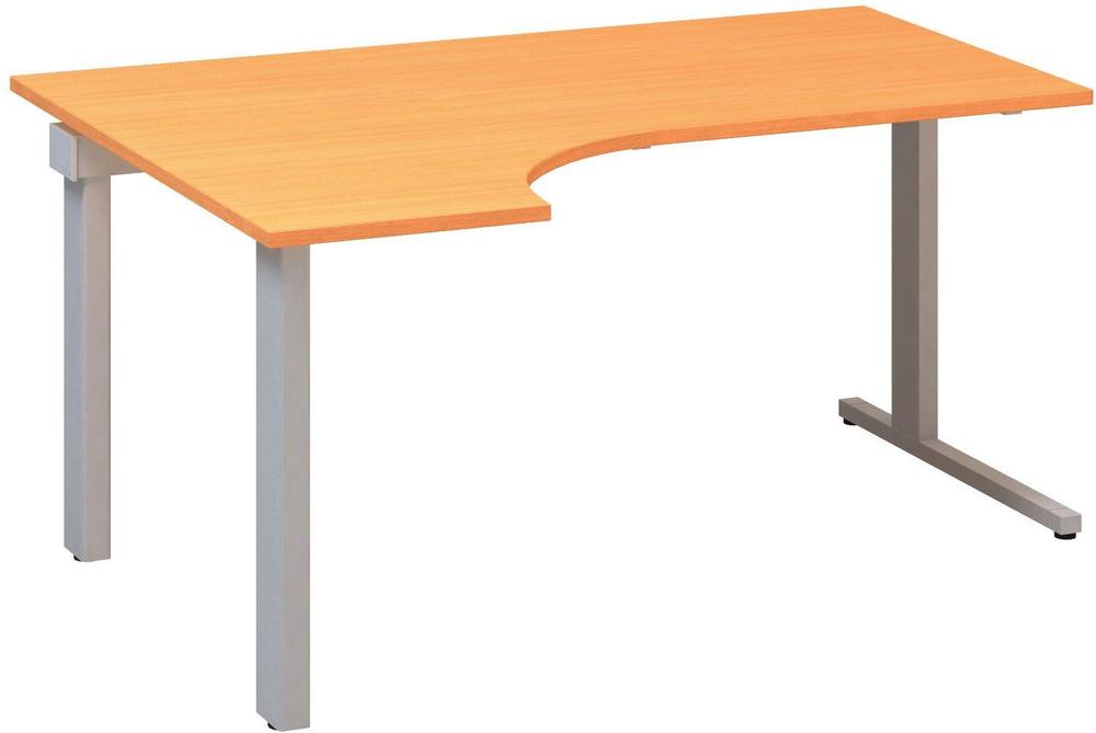 Kancelářský psací stůl ALFA 305 ergo, levý, 1600 mm, buk bavaria / šedá