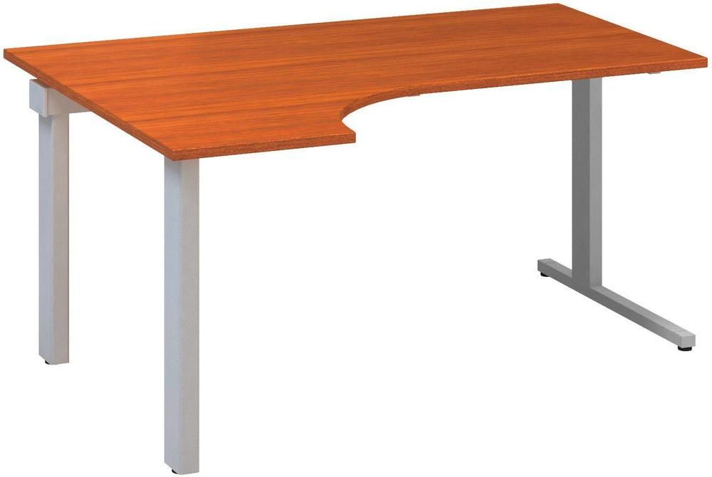 Kancelářský psací stůl ALFA 305 ergo, levý, 1600 mm, třešeň / šedá
