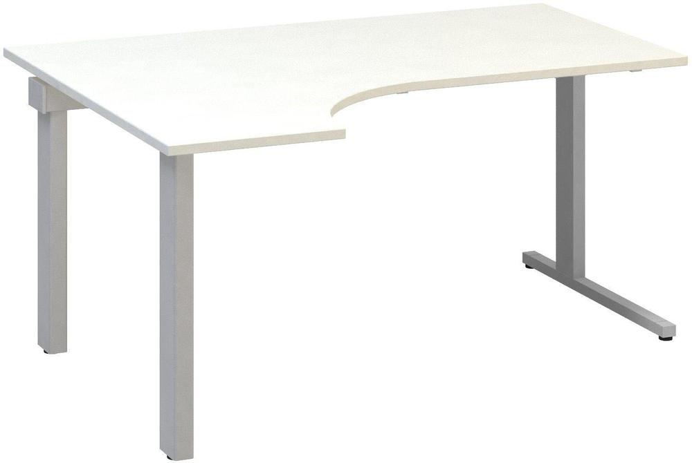 Kancelářský psací stůl ALFA 305 ergo, levý, 1600 mm, bílá / šedá