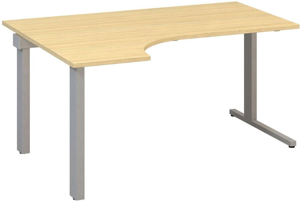 Kancelářský psací stůl ALFA 305 ergo, levý, 1600 mm, dub vicenza / šedá